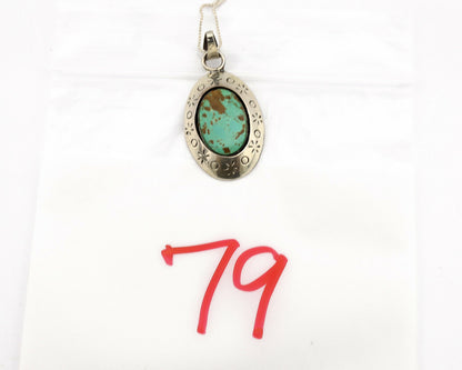 Navajo Necklace .925 Silver Kingman Turquoise Native American C.1980's