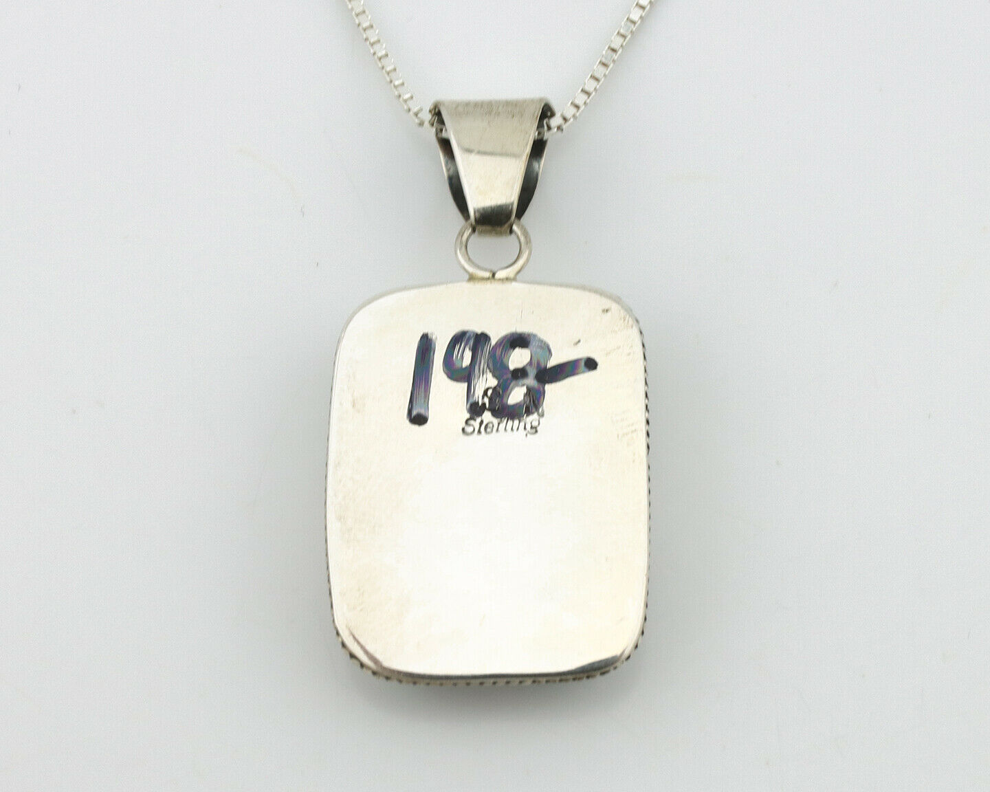 Navajo Handmade Inlaid Gemstone Pendant .925 Silver Signed SN C.80's