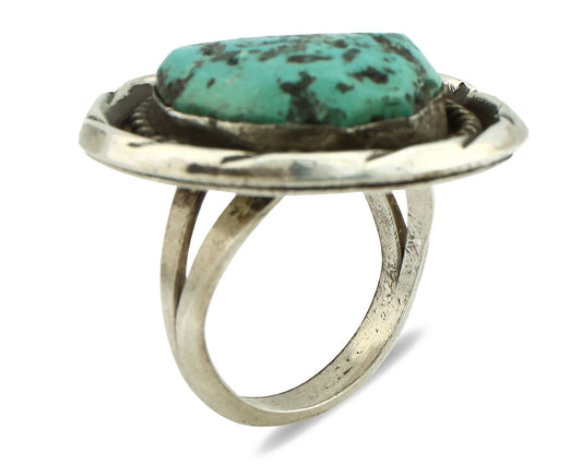 Navajo Ring .925 Silver Blue Turquoise Native American Artist C.80's