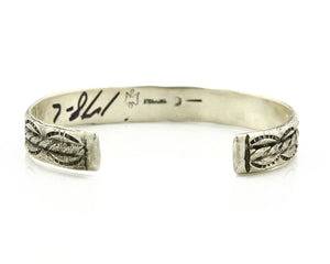 Navajo Bracelet .925 Silver Handmade Hand Stamped Signed Artist C Montoya C.80s