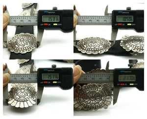 Navajo Concho Belt .925 Silver Hand Stamped Artist Signed MJ C.80's