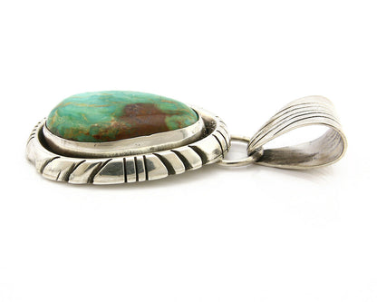 Navajo Pendant .925 Silver Royston Turquoise Signed Artist FT C.80's