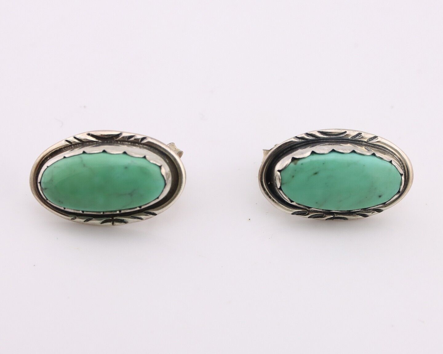 Navajo Earrings 925 Silver Manassas Turquoise Native American Artist C.90's