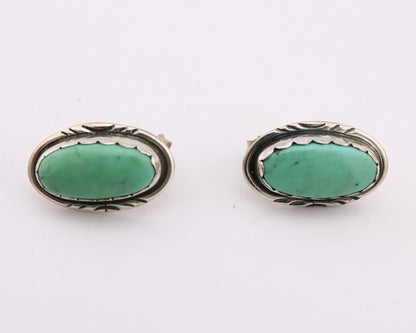 Navajo Earrings 925 Silver Manassas Turquoise Native American Artist C.90's