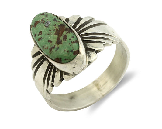Navajo Ring .925 Silver Blue Green Arizona Turquoise Artist Signed Apache C.80's