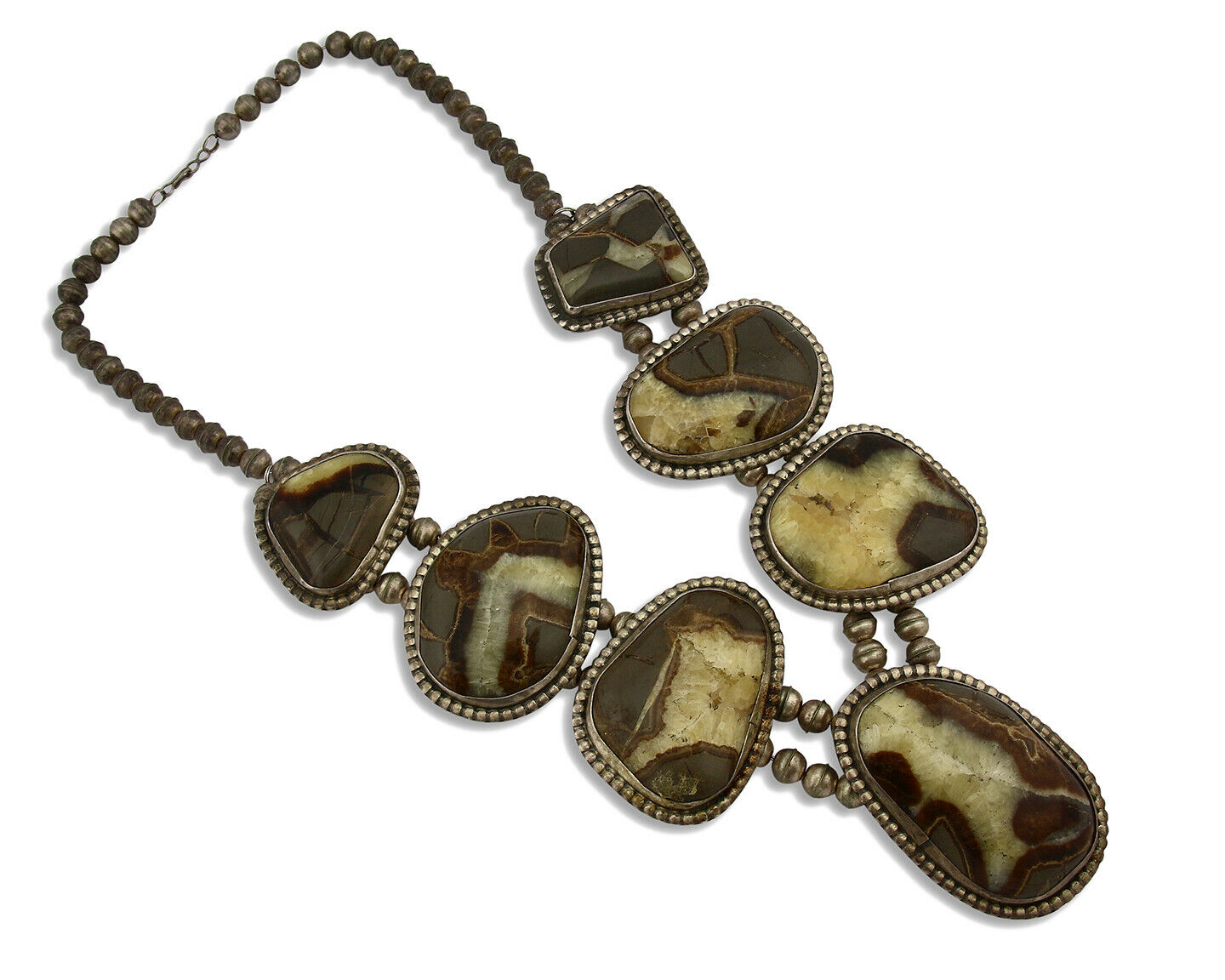 Women's Navajo Necklace .925 Silver Natural Agate Native American C.80's