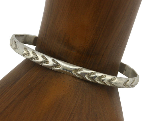 Navajo Bracelet .925 Silver Hand Stamped Arrow Head Artist I Montoya C.80's