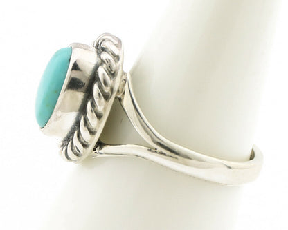 Navajo Ring .925 Silver Kingman Turquoise Artist Signed Gecko C.90's