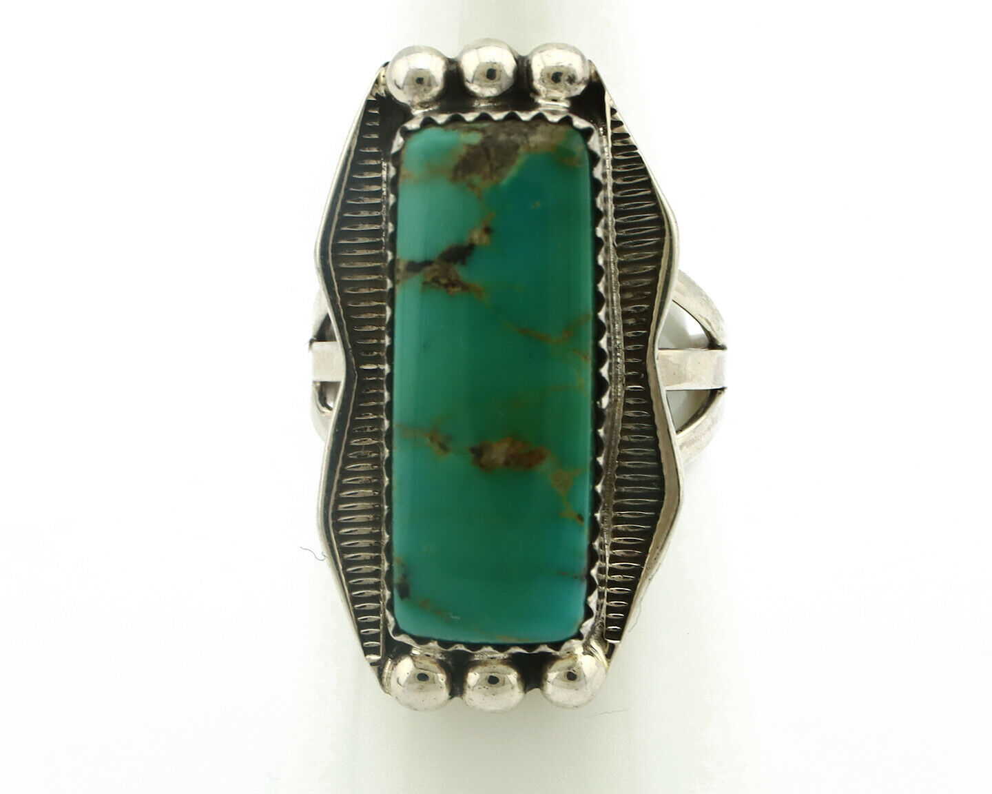 Navajo Ring .925 Silver Natural Aqua Turquoise Artist Signed S C.80's