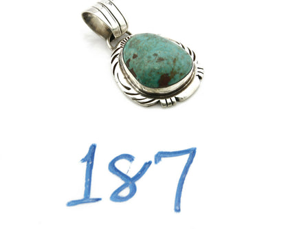 Navajo Pendant .925 Silver Kingman Turquoise Signed Artist FT C.80's