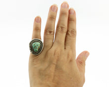 Navajo Ring 925 Silver Royston Turquoise Hand Stamped Native American Artist C80