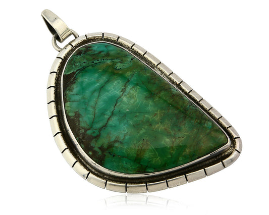 Navajo Pendant .925 Silver Natural Slab Turquoise Native Artist C.80's