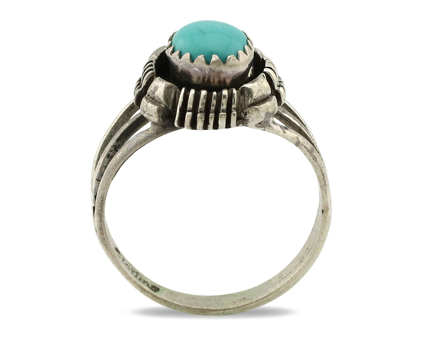 Navajo Ring .925 Silver Sleeping Beauty Turquoise Artist Signed T.I.W C.80's