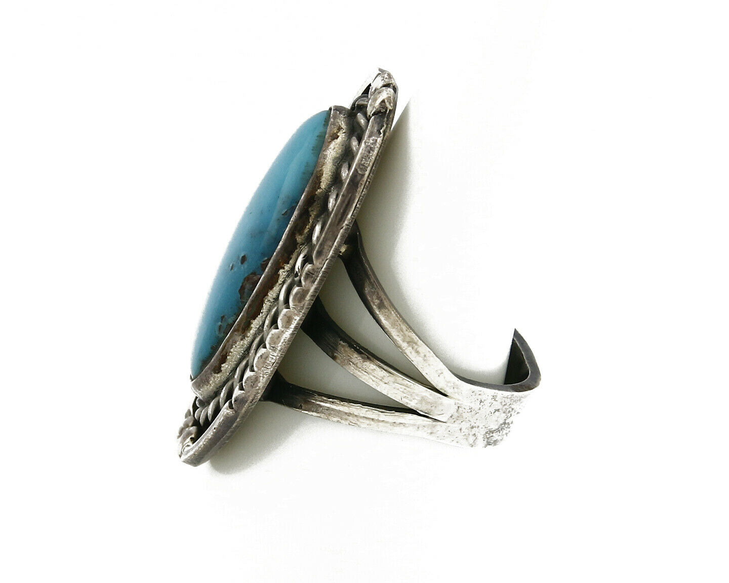 Women's Navajo Ring .925 Silver Blue Gem Turquoise C.80's