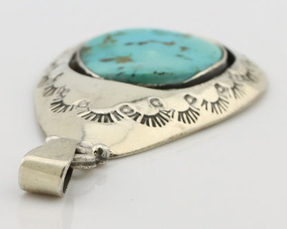 Navajo Pendant 925 Silver Natural Mined Turquoise Artist Signed C Montoya C.80's