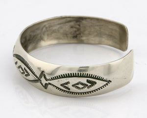 Navajo Bracelet .925 Silver Hand Stamped Artist Signed Tracy C.80's