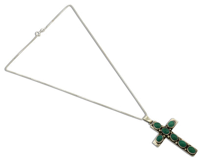 Navajo Cross Necklace 925 Silver Arizona Turquoise Signed C Montoya C.80's