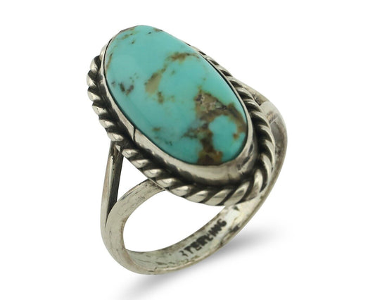 Navajo Ring 925 Silver Natural Blue Kingman Turquoise Native Artist C.80's