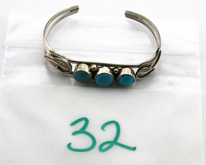 Navajo Bracelet .925 Silver Turquoise Mountain Signed RKFE C.80's