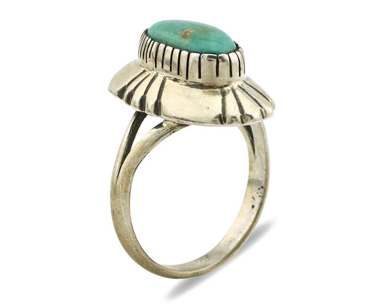 Navajo Ring .925 Silver Green Turquoise Artist Signed M Montoya C.80's