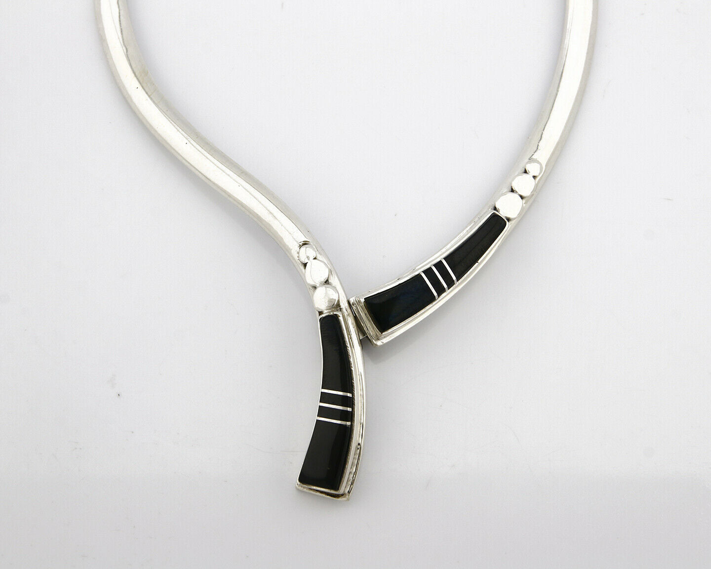 Women's Navajo Necklace .925 Silver Black Onyx Inlay C.80's