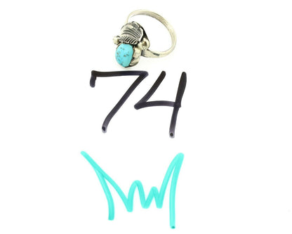 Zuni Ring 925 Silver Natural Blue Gem Turquoise Artist Signed Simplicio C.80's