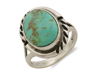 Navajo Ring .925 Silver Kingman Turquoise Native American Artist C.1980s