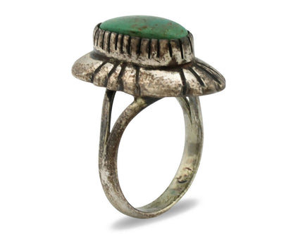 Navajo Ring .925 Silver Natural Whole Turquoise Artist M Montoya C.1980's