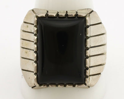 Navajo Ring .925 Silver Black Onyx Natural Native American Artist C.1980's