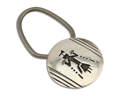 Navajo Kokopelli Key Chain .925 Silver Handmade Overlay Signed Thomas Singer C80