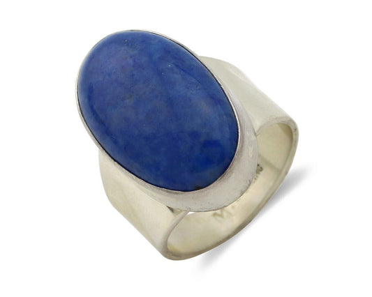 Navajo Ring 925 Silver Natural Lapis Artist Signed Wilbur Musket Jr C.80's