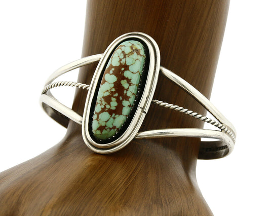 Women's Navajo Turquoise Bracelet .925 Silver Handmade Shadowbox Cuff