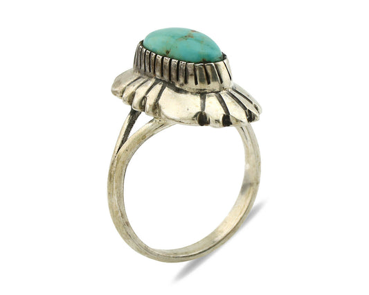 Navajo Ring .925 Silver Arizona Turquoise Signed M Montoya C.80's