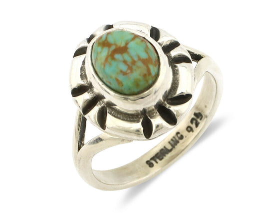 Navajo Ring .925 Silver Kingman Turquoise Artist Signed Gecko C.90's