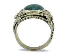 Navajo Ring 925 Silver Natural Spiderweb Turquoise Artist Signed NEZ C.80's