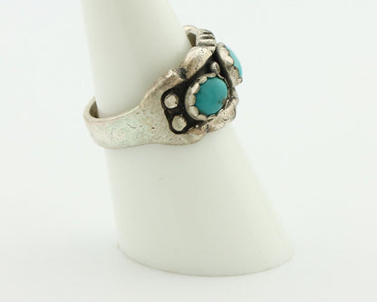 Navajo Ring .925 Silver Natural Blue Turquoise Native American Artist C.80's