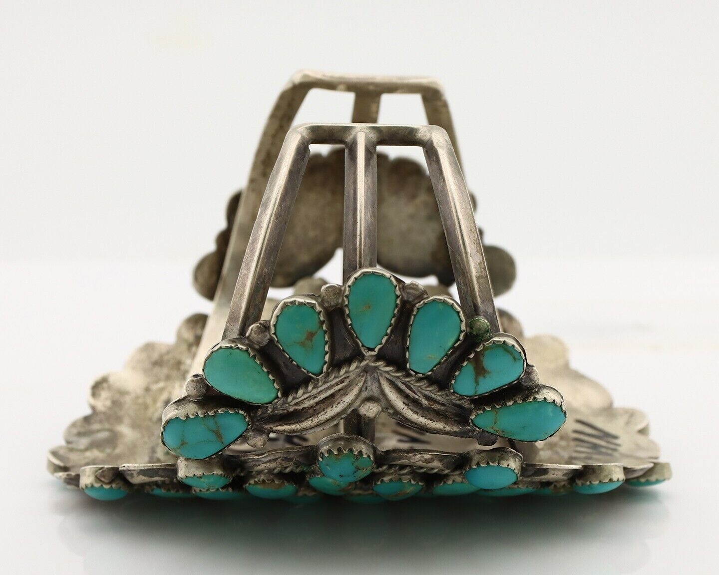 Navajo Link Bracelet .925 Silver Natural Blue Turquoise Artist Robert Gene C80s