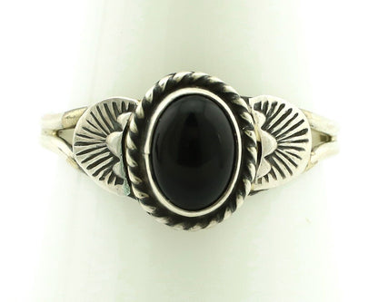Navajo Ring 925 Silver Natural Mined Black Onyx Native American Artist C.80's