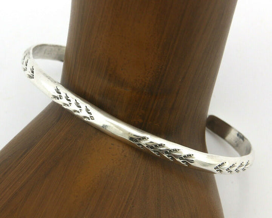 Navajo Bracelet .925 Silver Hand Stamped Arrow Head Artist Montoya C.80's