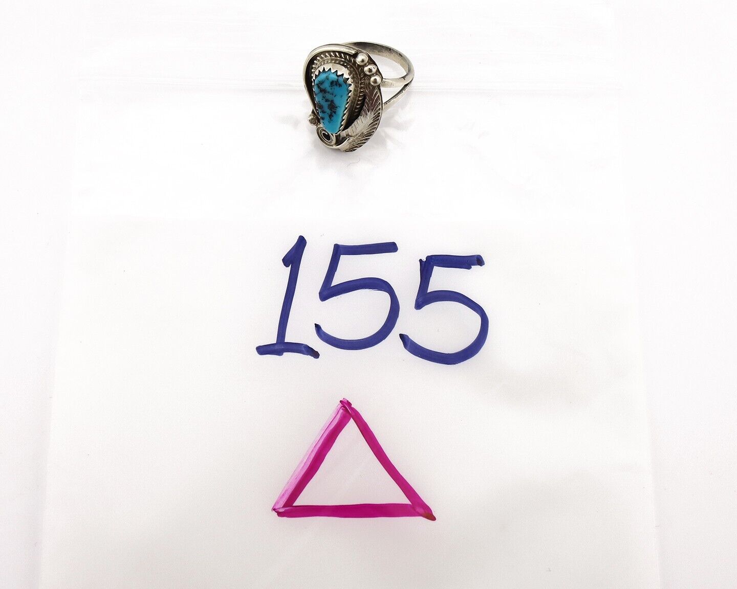 Navajo Ring 925 Silver Sleeping Beauty Turquoise Signed Justin Morris C.80's