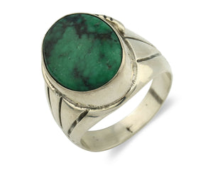 Navajo Ring .925 Silver Green Southwest Turquoise Native Artist C.80's