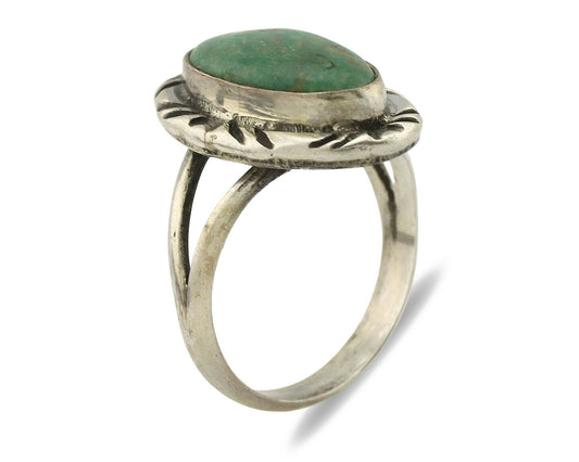 Navajo Ring .925 Silver Kingman Turquoise Native Artist Signed C.80's