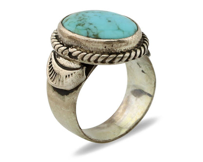 Navajo Handmade Ring 925 Silver Blue Turquoise Signed C Montoya C.80's