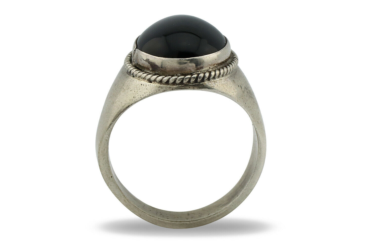 Navajo Ring .925 Silver Black Onyx Native American Artist C.80's