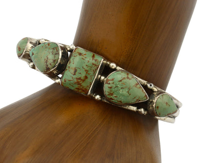 Navajo Bracelet .925 Silver Manassas Turquoise Handmade Artist Signed GN C.70's
