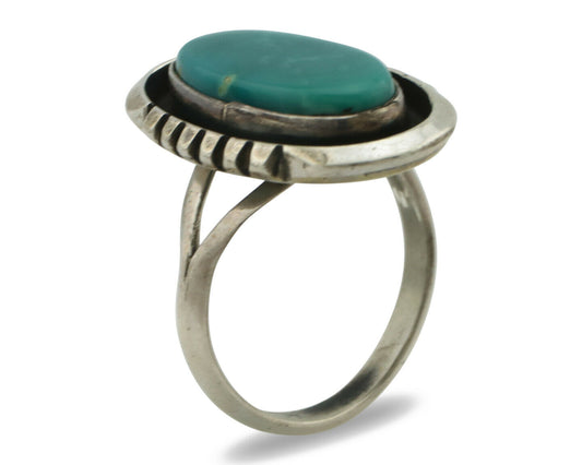Navajo Ring .925 Silver Blue Turquoise Native American Artist Handmade C.80's