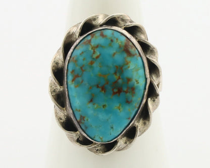 Navajo Ring .925 Silver Blue Gem Turquoise Native American Artist C.80's